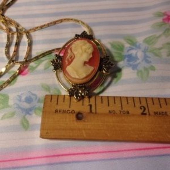 "Resin Cameo Pin/Pendant With 30"" Long Chain " - Picture 5 of 5